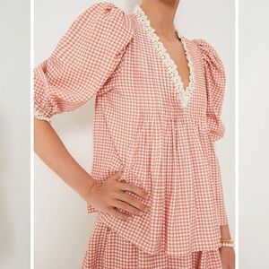 HUNTER BELL Terracotta/Burnt Orange Gingham Blouse